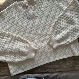Philosophy Cream Cable Knit Crewneck Sweater
